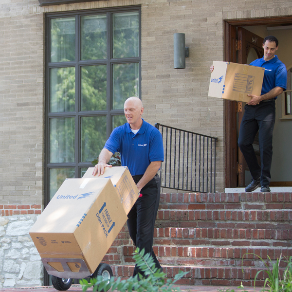 Commercial moving services in progress at local business